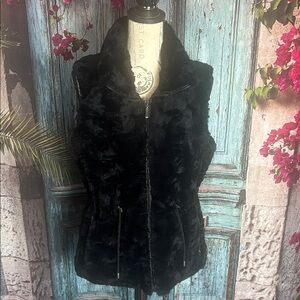 Gallery faux fur reversible vest, size large, fair condition